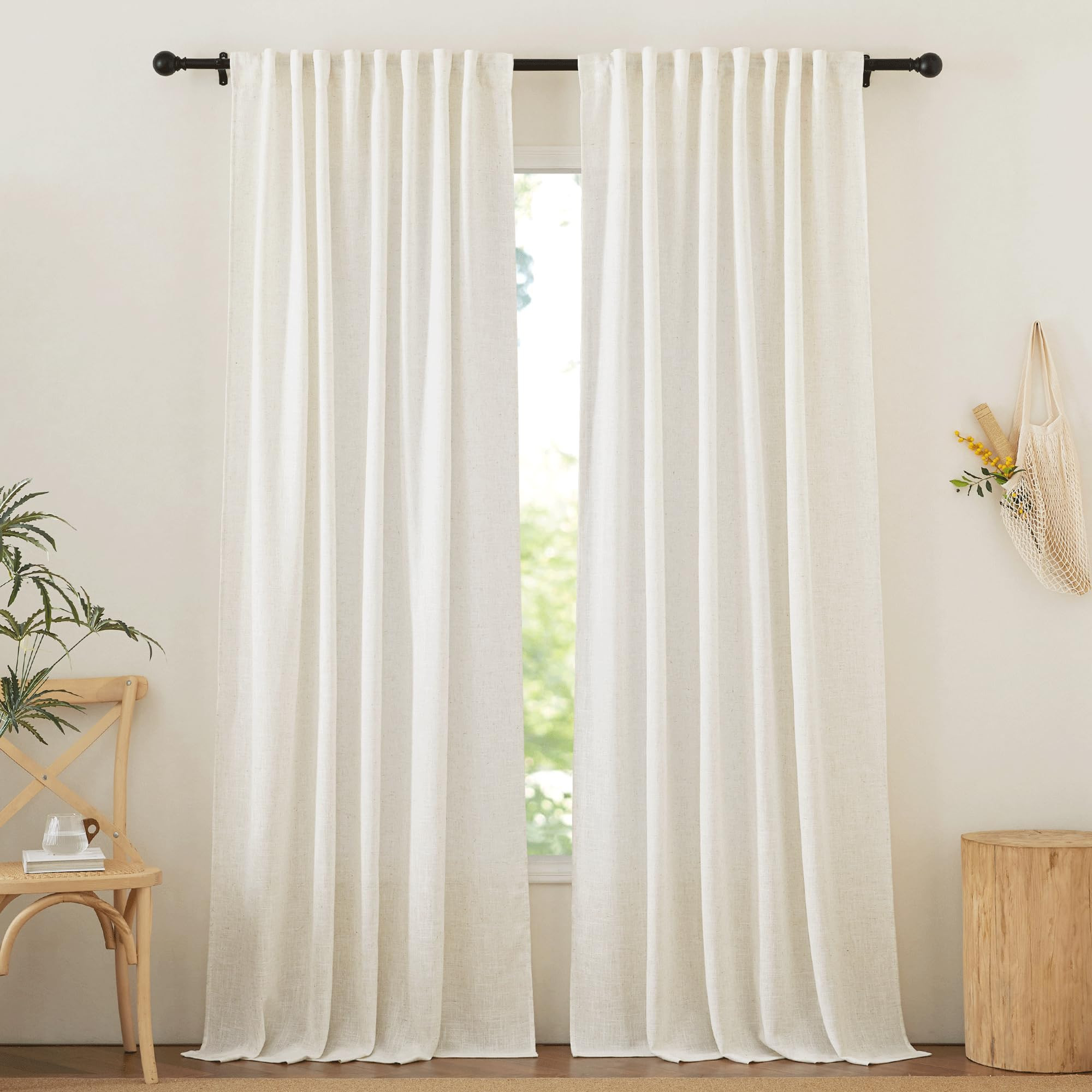 NICETOWN Linen Textured Curtain for Bedroom/Living Room Thermal Insulated Back Tab Linen Look Cur... | Amazon (US)