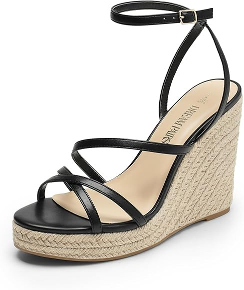 DREAM PAIRS Strappy Espadrille Platform Wedge Sandals for Women Dressy Summer, Comfortable Open T... | Amazon (US)