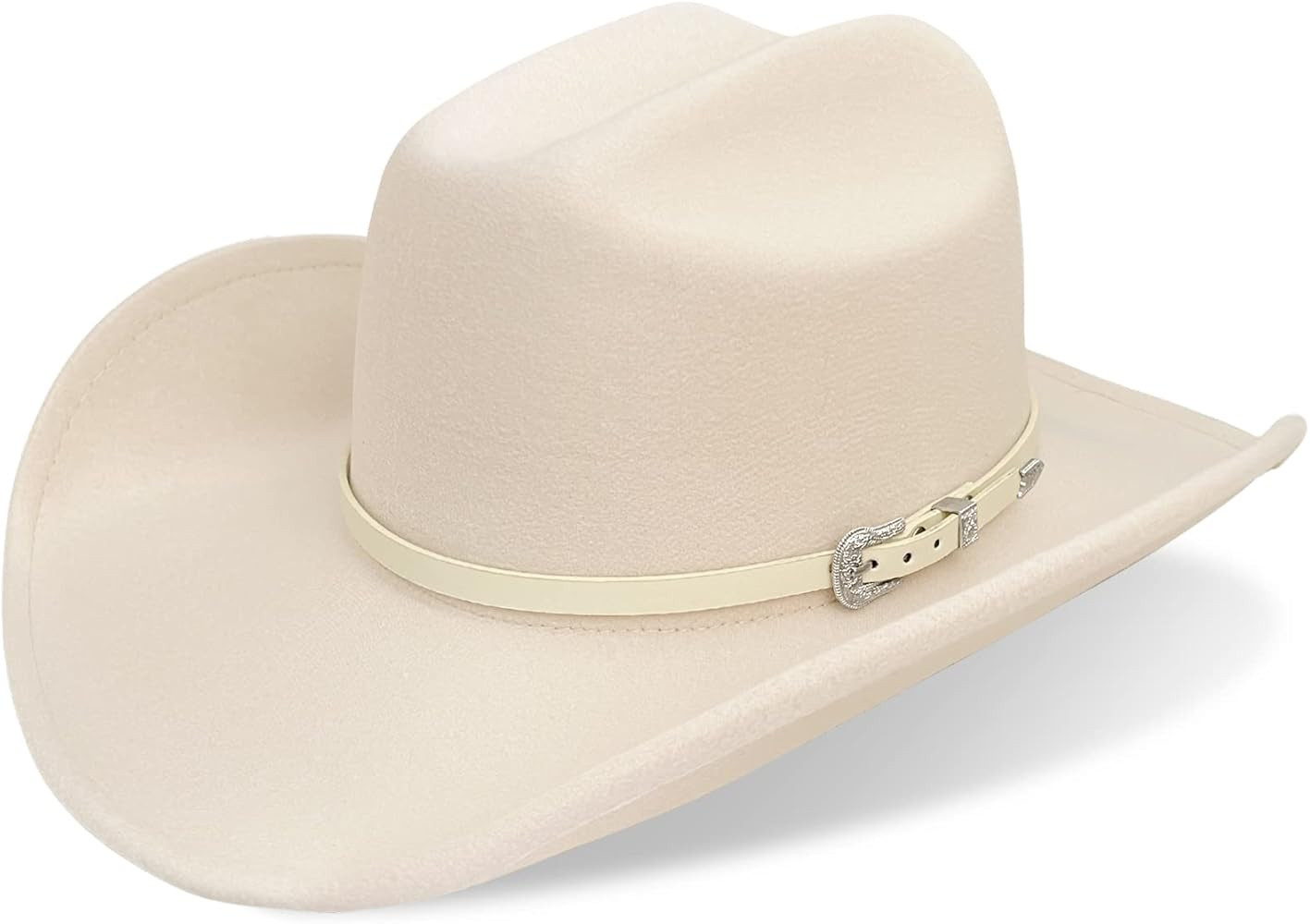 Classic Felt Cowboy Hat Men, Wide Brim Cowboy Hat for Women, Western Style Hat with Hat Band | Amazon (US)