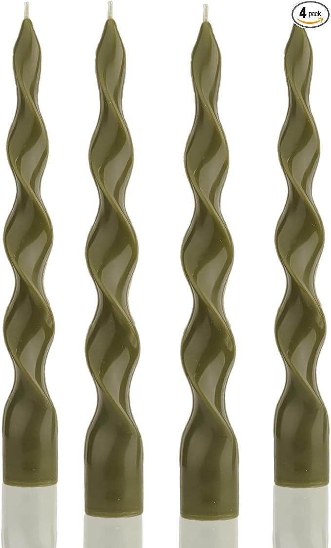 MAITREYA Olive Spiral Taper Candle Soy Wax Unscented Candles Sticks,Elegant Design for Home Decor... | Amazon (US)