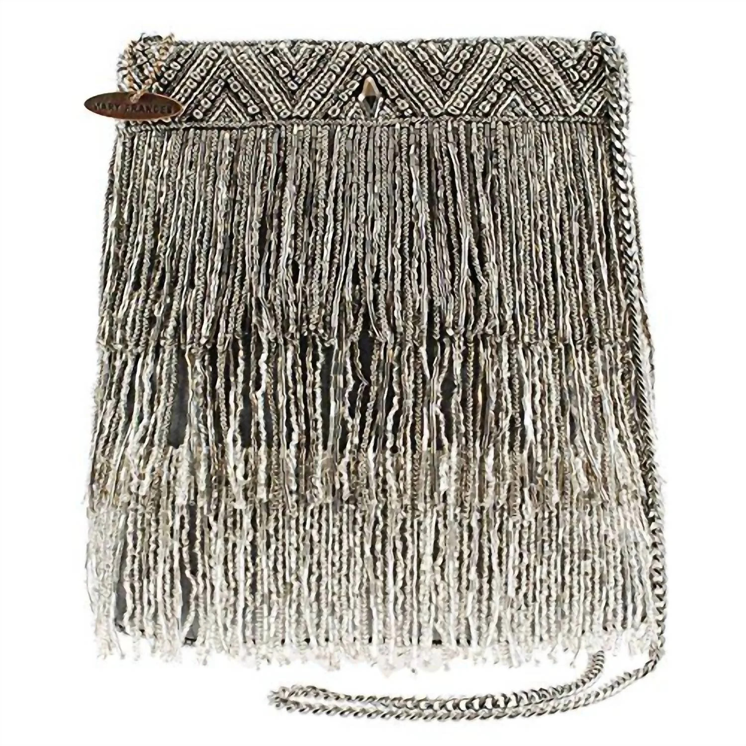 Shimmer Falls Silver Bead Tiki Fringe Crossbody Purse | Shop Simon