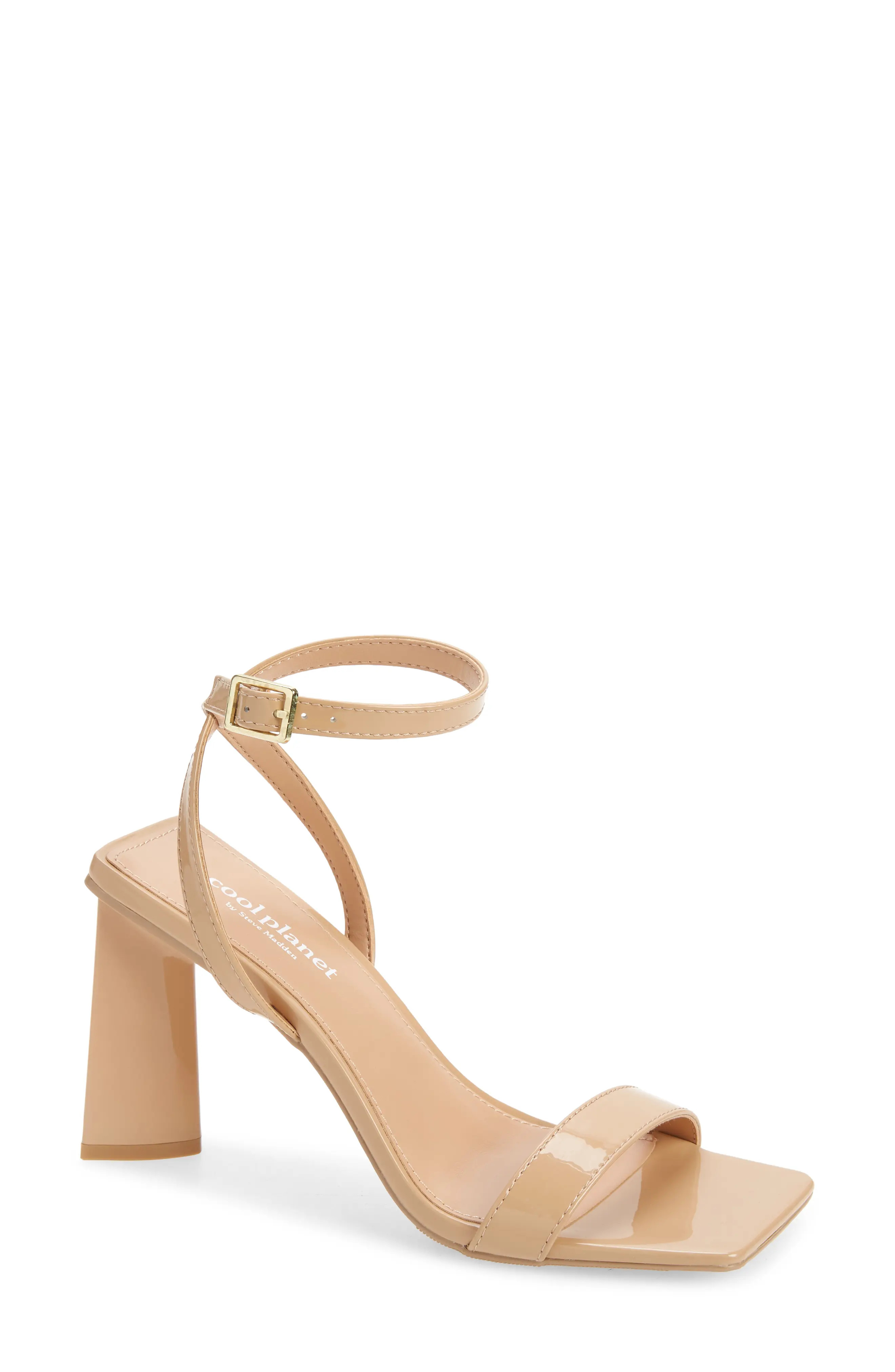 Cool Planet by Steve Madden Sculpted Ankle Strap Sandal in Nude Patent at Nordstrom, Size 8 | Nordstrom