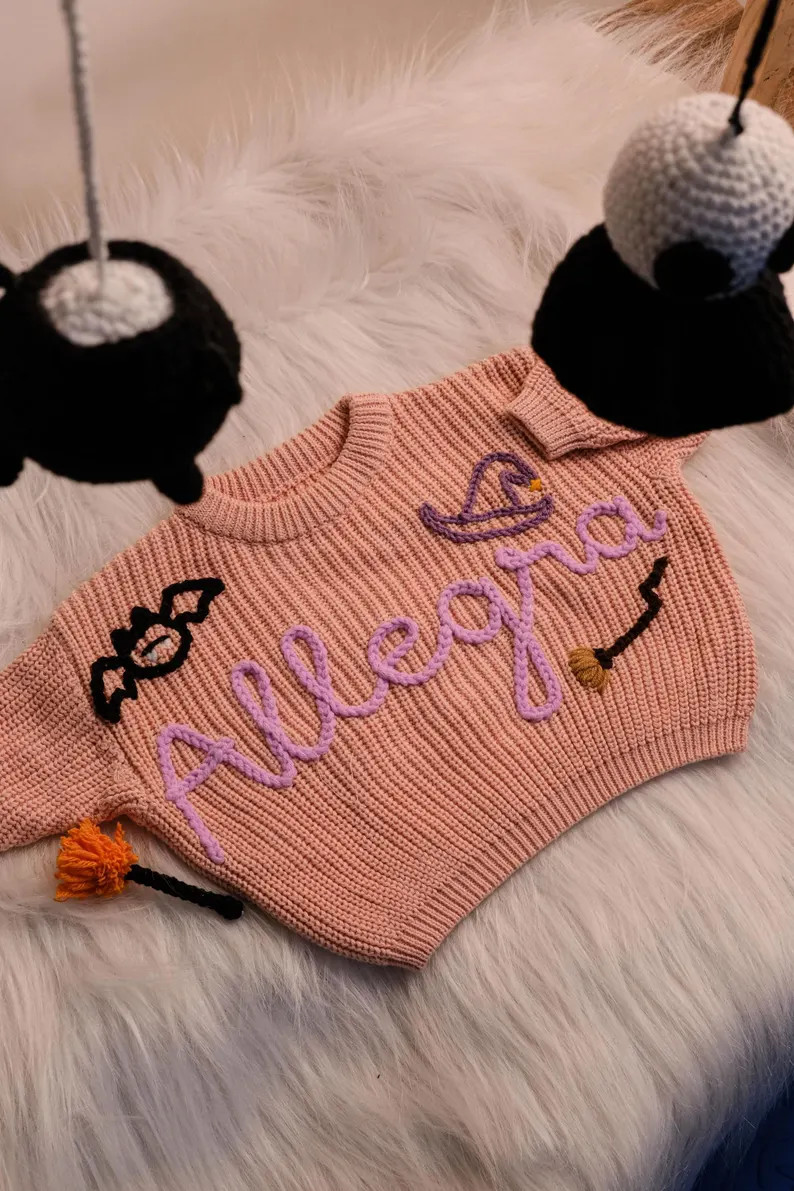 Embroidered Halloween Sweaters | Cute Kids Pumpkin Sweater | Custom Halloween Gift | Custom Fall ... | Etsy (US)