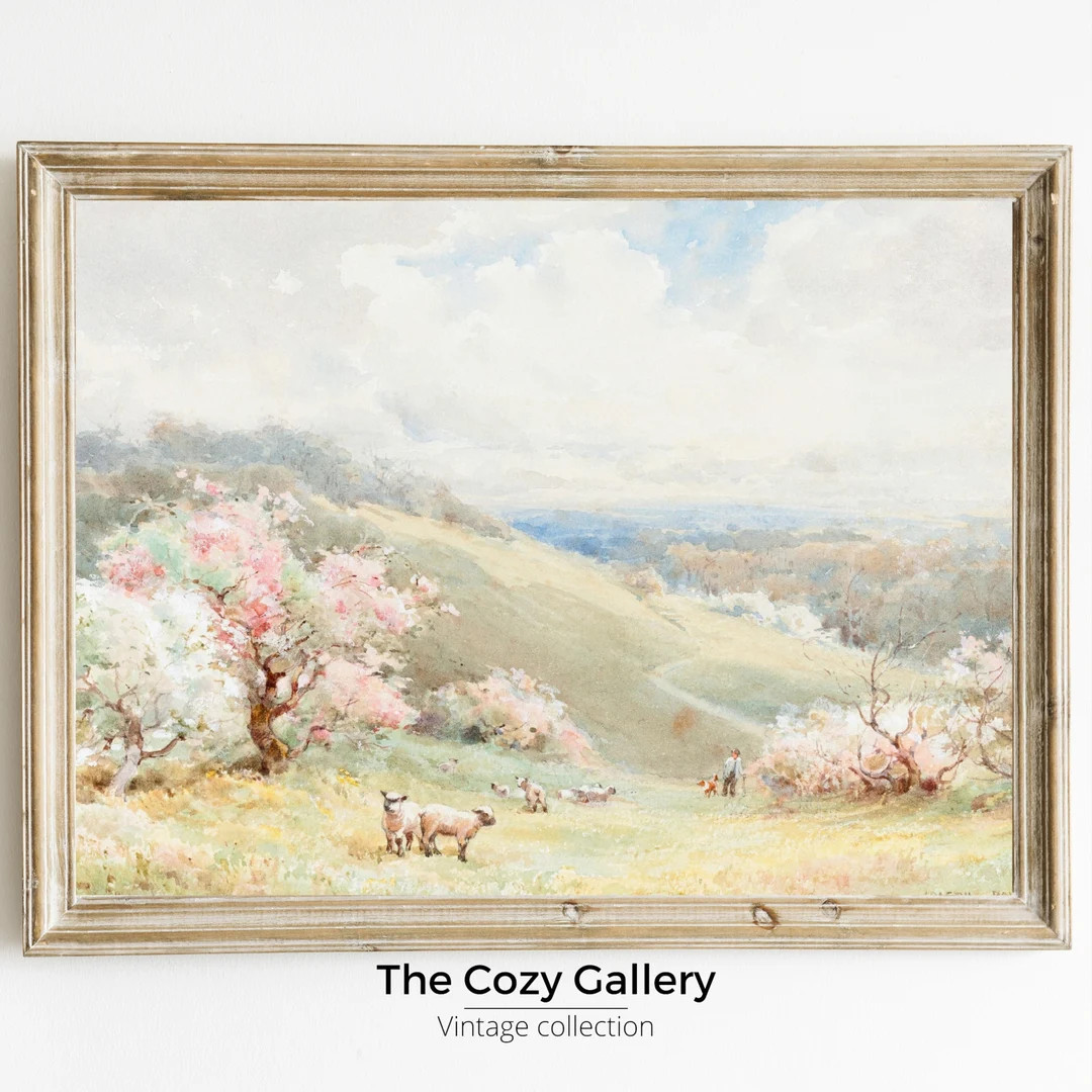 Pink Little Sheeps Nursery Decor PRINTABLE, Fairy Little Lamb in a Vintage Pink Decor Girl Room -... | Etsy (US)