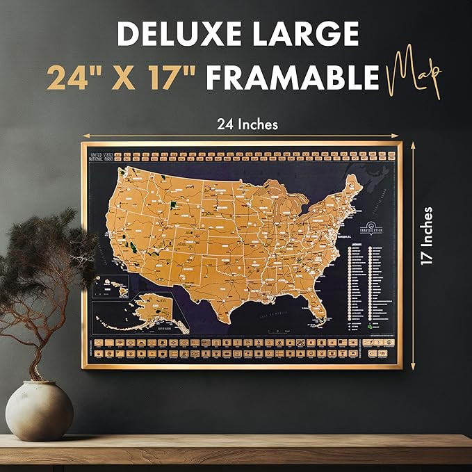 Scratch Off Map of United States 24" x 17" Frameable USA Scratch Map with National Parks, Highest... | Amazon (US)