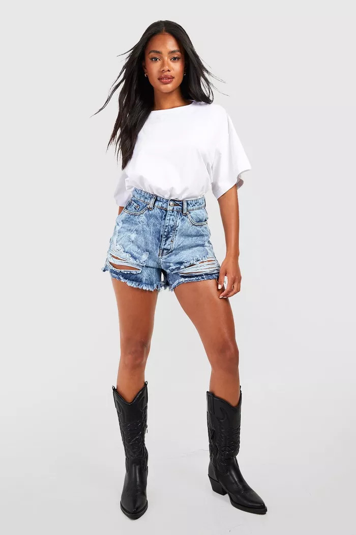 Ripped Hem Jean Shorts | Boohoo.com (US & CA)