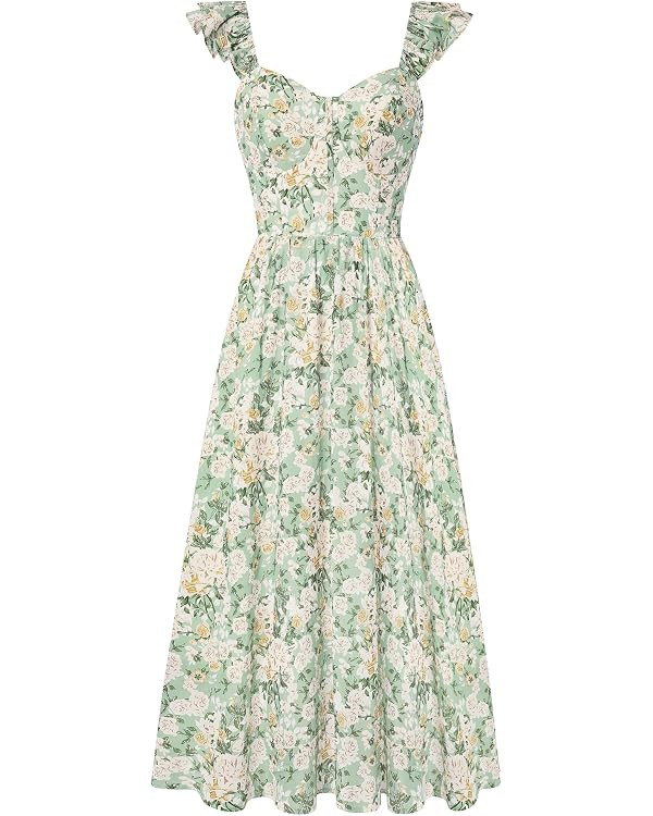 GRACE KARIN 2026 Women Summer Maxi Floral Corset Dress,Ruffle Sleeve Milkmaid Dresses, Wedding Gu... | Amazon (US)