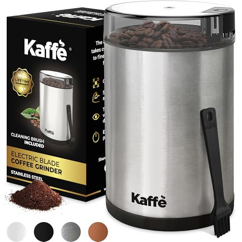 Kaffe One-Touch Coffee Grinder Electric w/Cleaning Brush (3 oz) - Stainless Steel - Coffee Grinders for Home Use - Up to 12 Cups of Coffee per Grind - Easy On/Off Coffee Bean Grinder - Silver | Amazon (US)