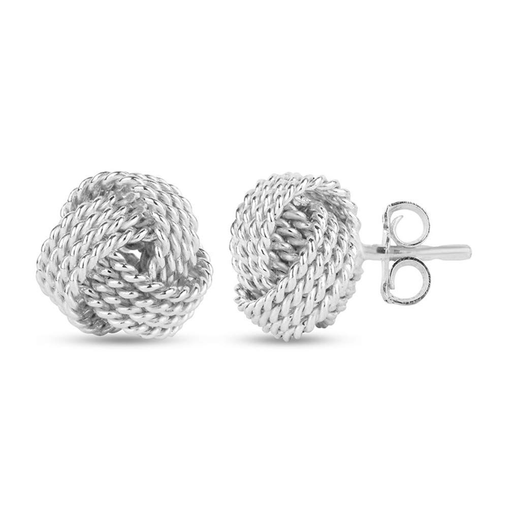 LeCalla Sterling Silver Jewelry Italian Design Diamond Cut Wire Love Knot Stud Earring for Women | Amazon (US)