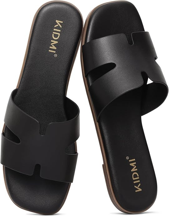 KIDMI Women's Dressy Flat Sandals, Comfortable Slip On Summer Slides, Fashion Open Toe Casual San... | Amazon (US)
