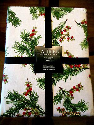 RALPH LAUREN CHRISTMAS TABLECLOTH OBLONG 60X84''CEDARBERRY WHITE NEW MULTI | eBay US