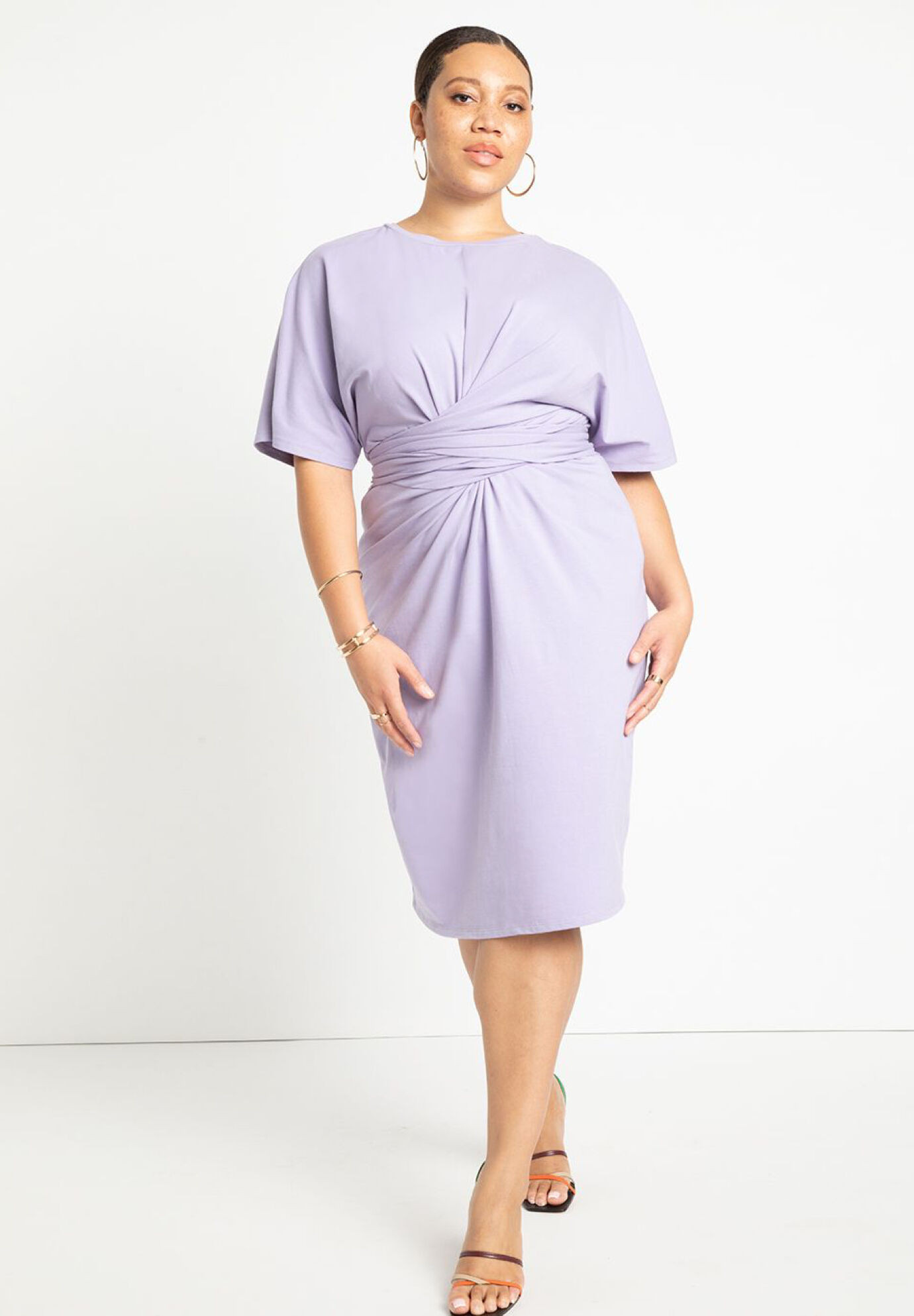 Cross Front Flutter Sleeve Dress | Eloquii