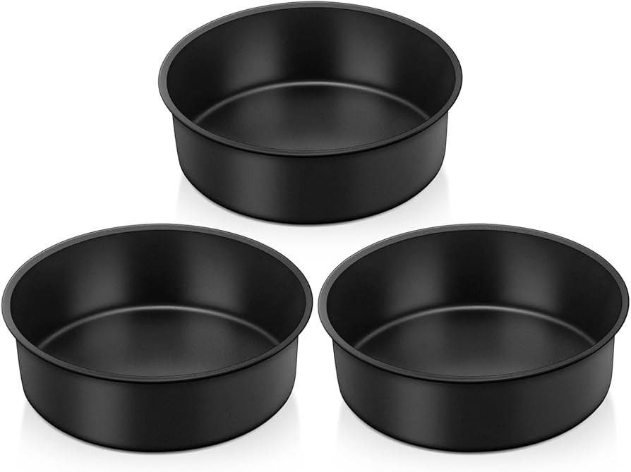TeamFar 6 Inch Cake Pan, Round Baking Layer Cake Pan Set of 3, with Non-Stick Coating Stainless S... | Amazon (US)