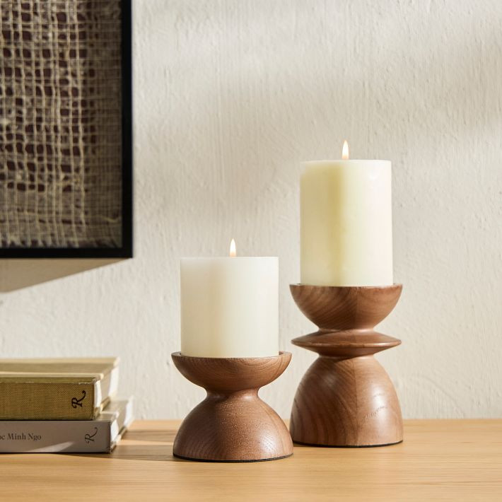 Tira Wood Pillar Holders | West Elm (US)