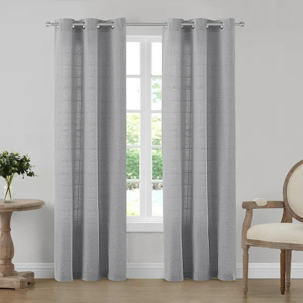 My Texas House Burke Light Filtering Grommet Curtain Panel, Set of Two, Grey | Walmart (US)
