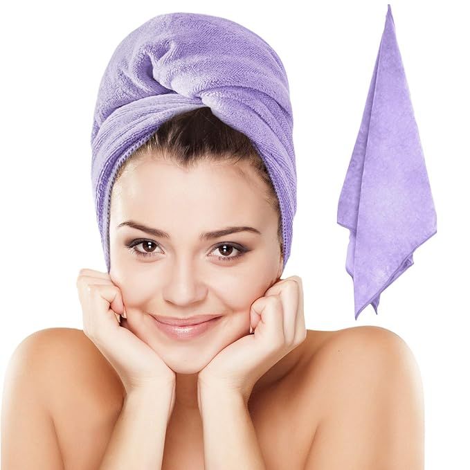 Luxe Beauty Essentials Microfiber Hair Towel Wrap for Women, Absorbent Microfiber Towel for Hair ... | Amazon (US)