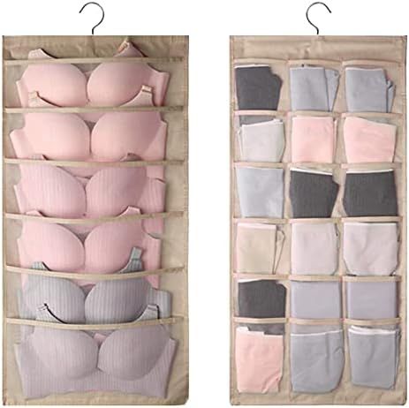 Dual Sided Wall Closet Hanging Organizer Storage with Mesh Pockets for Underwear Bra Underpants Sock | Amazon (US)