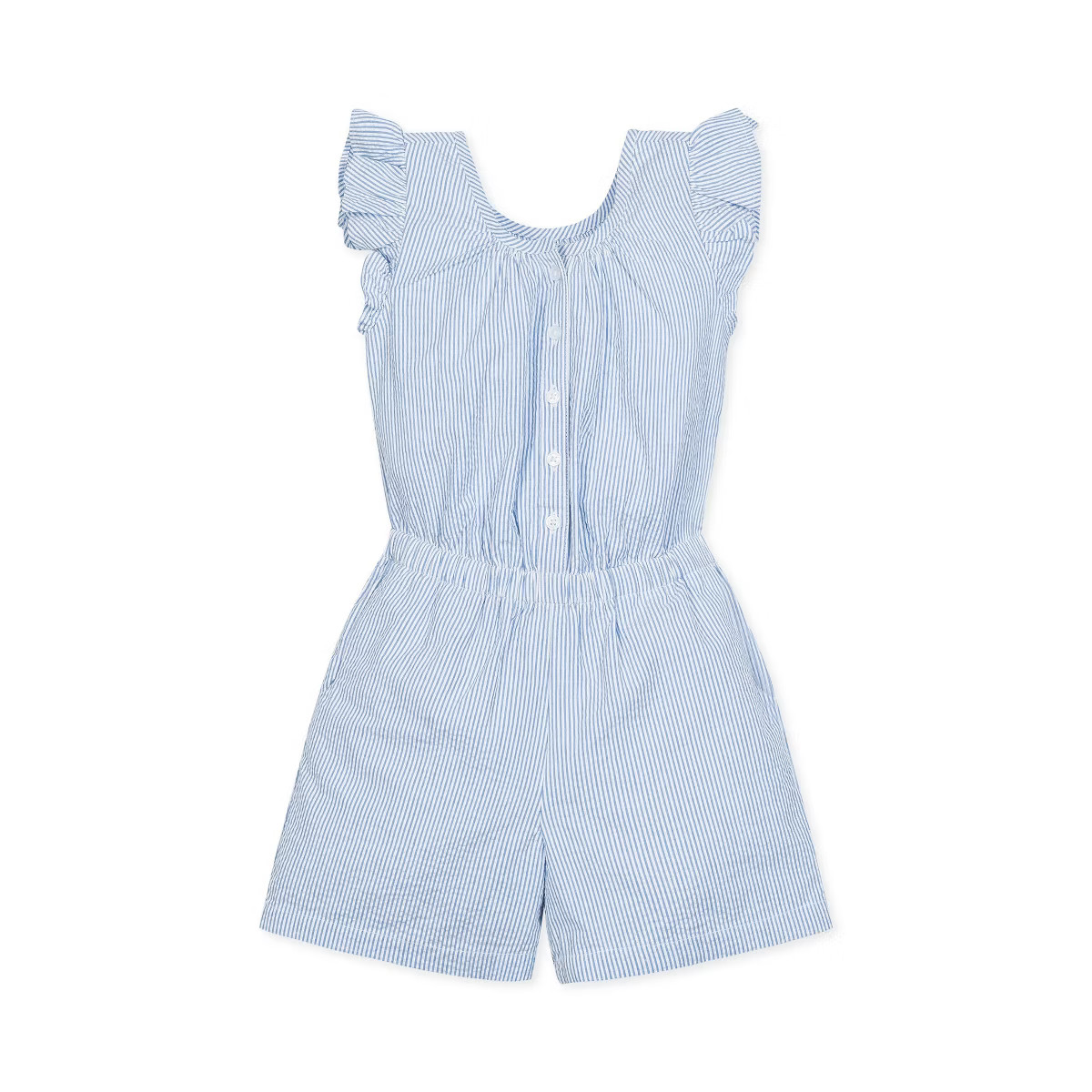 Hope & Henry Girls' Flutter Sleeve Button Front Seersucker Romper, Kids | Target