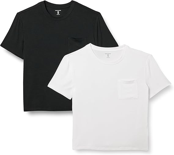Amazon Essentials Women's Jersey Relaxed-Fit Short-Sleeve Crewneck Pocket T-Shirt, Pack of 2 | Amazon (US)