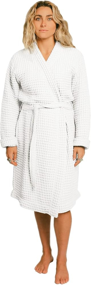 Women's Waffle Robe Lightweight Organic Cotton Sustainable Unisex Bathrobe | Amazon (US)