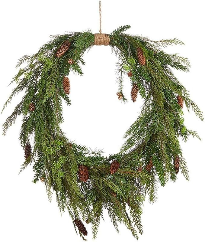 RAZ Imports Through The Woods 36" Oval Wreath with Cedar and Pinecones | Amazon (US)