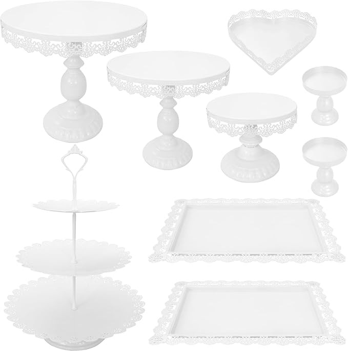 Set of 9 Cake Stands Metal Cupcake Stand Set Multiple Styles Candy Fruit Display Tower Dessert Pl... | Amazon (US)