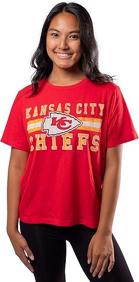 Ultra Game NFL Kansas City Chiefs Womenss Distressed Graphics Soft Crew Neck Tee Shirt, Team Colo... | Amazon (US)