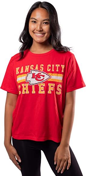 Ultra Game NFL Kansas City Chiefs Womenss Distressed Graphics Soft Crew Neck Tee Shirt, Team Colo... | Amazon (US)