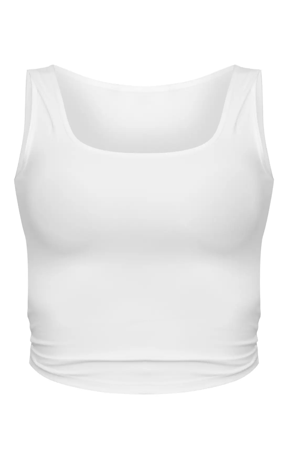 White Contour Scoop Neck Fitted Vest Top | PrettyLittleThing US