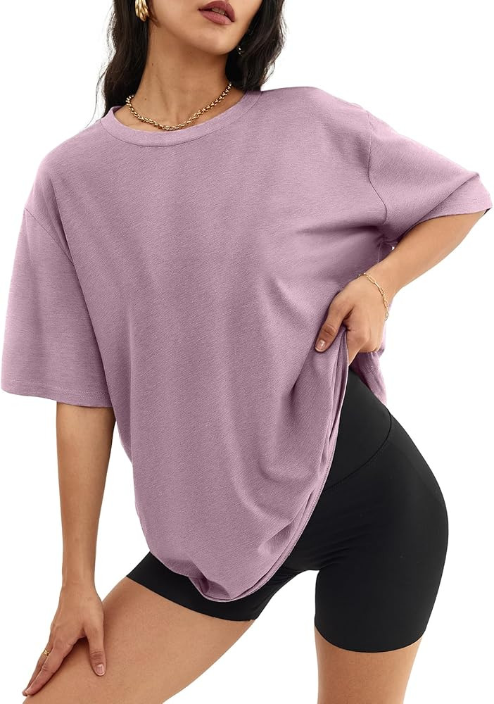 ATHMILE Womens Oversized T Shirts Loose Fit Crewneck Short Sleeve Tops Summer Casual Blouse Y2K 2... | Amazon (US)