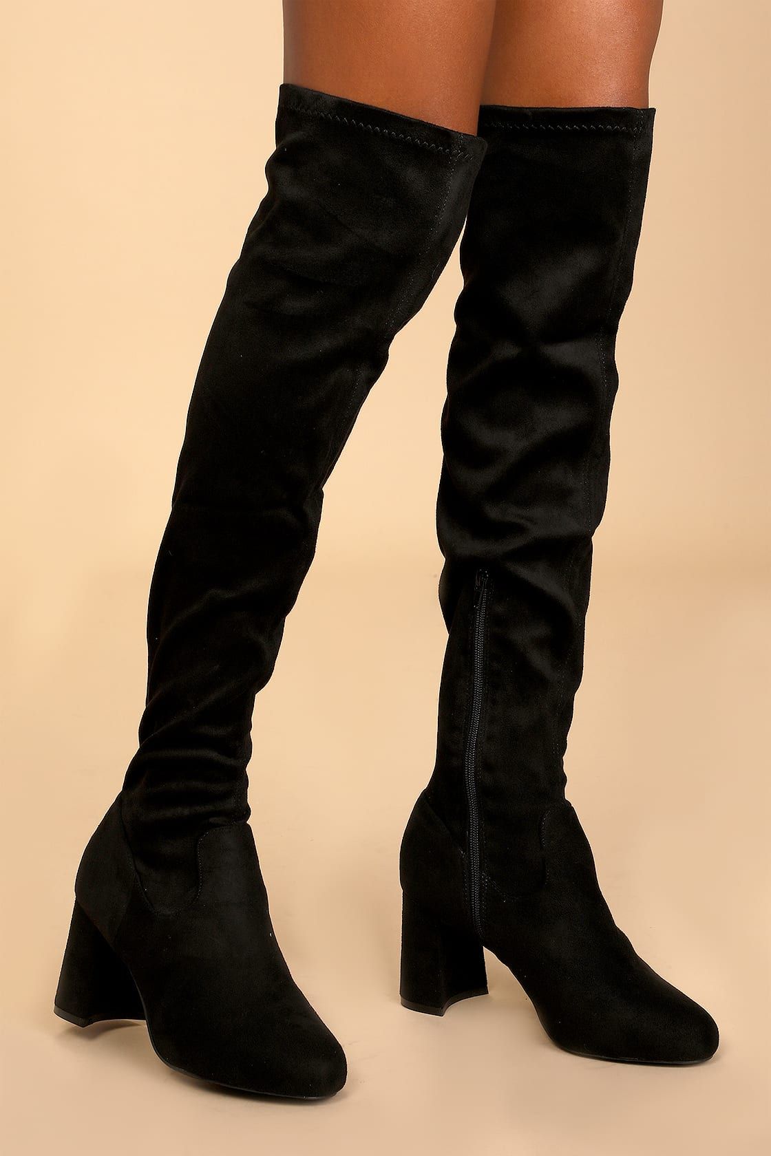 Tahlia Black Suede Over the Knee Boots | Lulus (US)