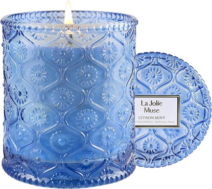LA JOLIE MUSE Citron Mint Scented Candle, Lemon Candle for Home Scented, Candle Gifts, 55 Hours L... | Amazon (US)
