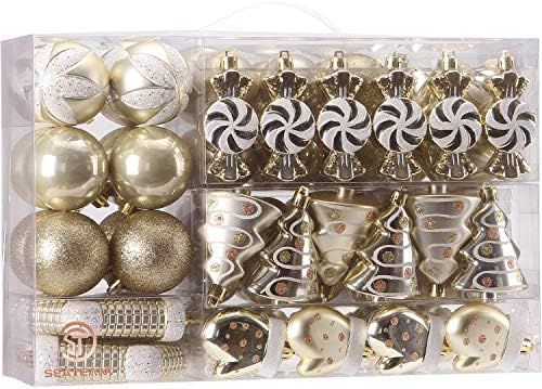 Sea Team 77-Pack Assorted Shatterproof Christmas Balls Christmas Ornaments Set Decorative Baubles... | Amazon (US)