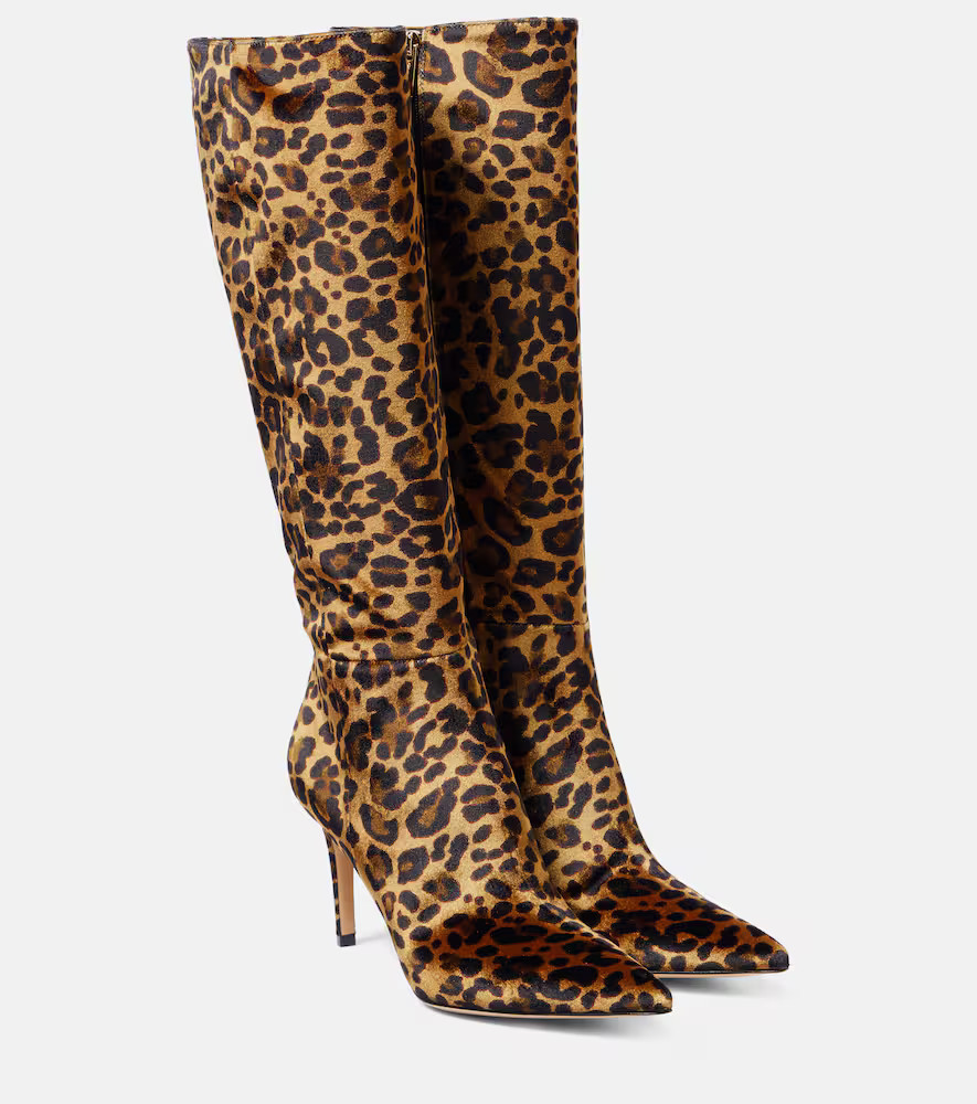 Gianvito Rossi 85 leopard-print velvet knee-high boots | Mytheresa (US/CA)