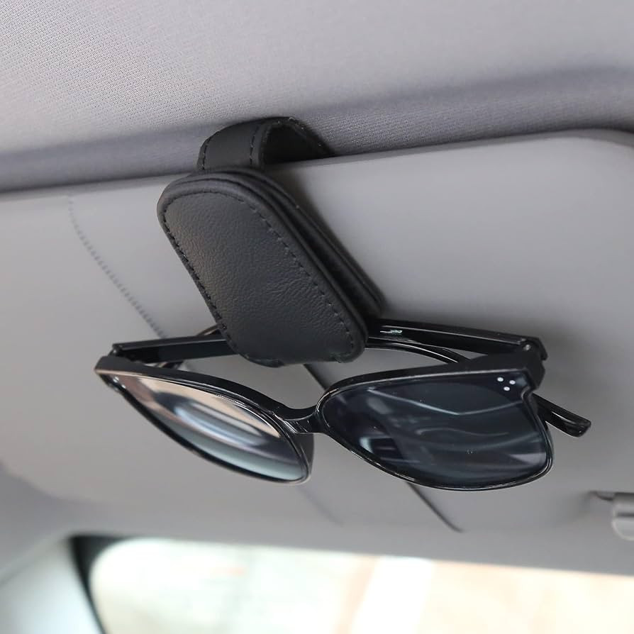 KIWEN Sunglasses Holders for Car Visor, Magnetic Leather Glasses Eyeglass Clip for Car, Ticket Ca... | Amazon (US)