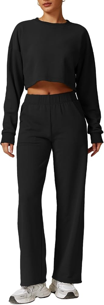 2 Piece Sets For Women Long Sleeve Sweatshirts Straight Leg Pants Fall Travel Airport Outfits Lou... | Amazon (US)