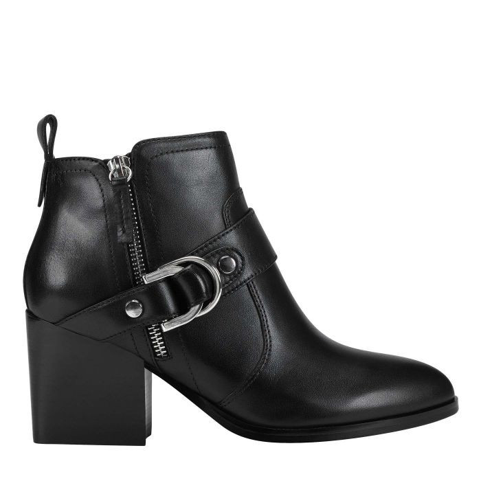 Victa Heeled Bootie - Black Leather | Marc Fisher