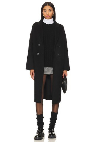 Crewneck Cable Sweater in Black | Revolve Clothing (Global)