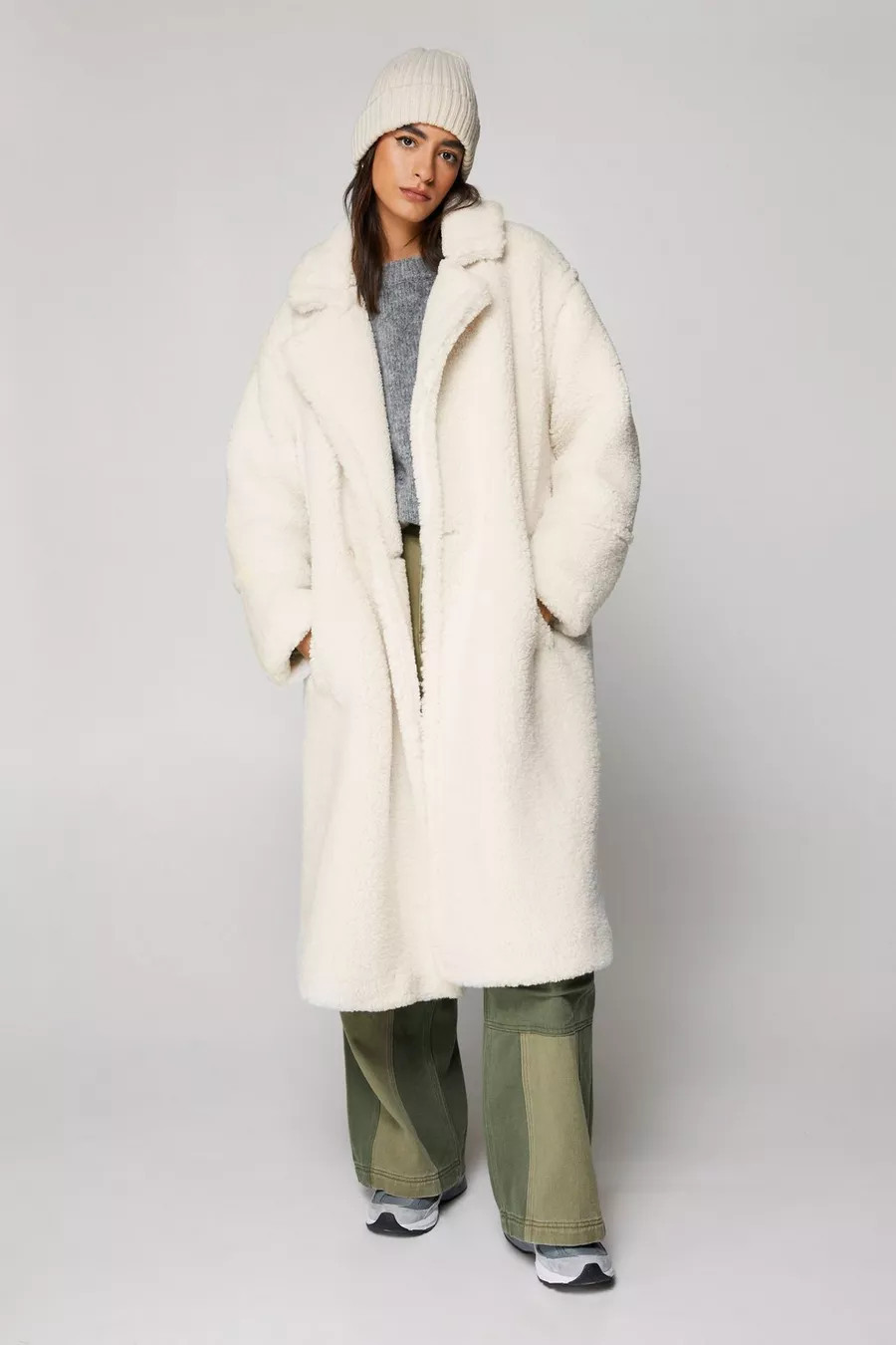 Curly Borg Longline Coat | Nasty Gal US