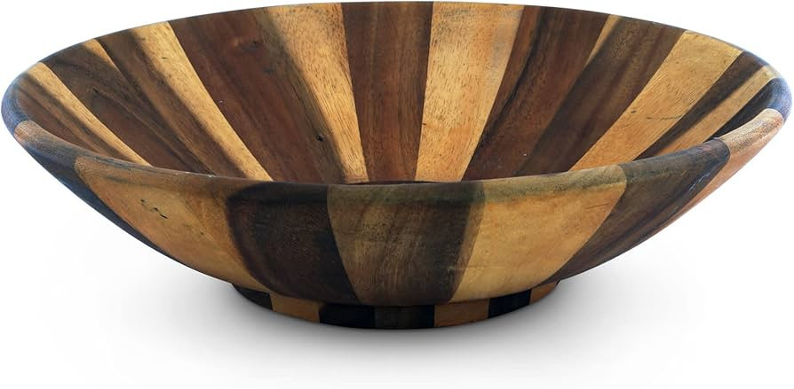 Arthur Court Salad Bowl Acacia Wood Serving for Fruits or Salads Wok Wave Style Extra Large 16 in... | Amazon (US)