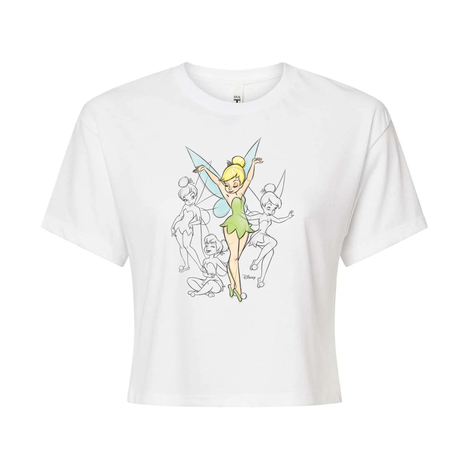 Tinker Bell - Tinker Bell Sketches - Juniors Cropped Cotton Blend T-Shirt | Walmart (US)