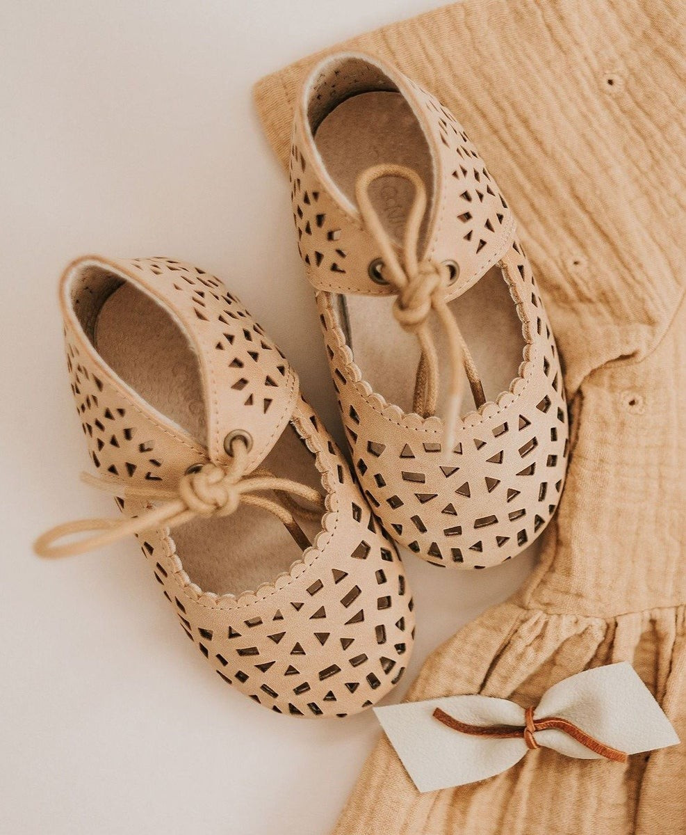 Leather Boho Mary Janes | Color 'Sand' | Hard Sole | Bohemian Mama