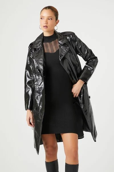Faux Patent Leather Trench Coat | Forever 21 (US)