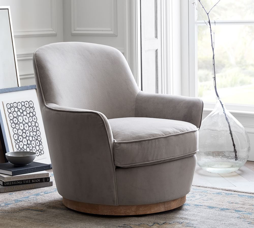 Larkin Upholstered Swivel Armchair | Pottery Barn (US)