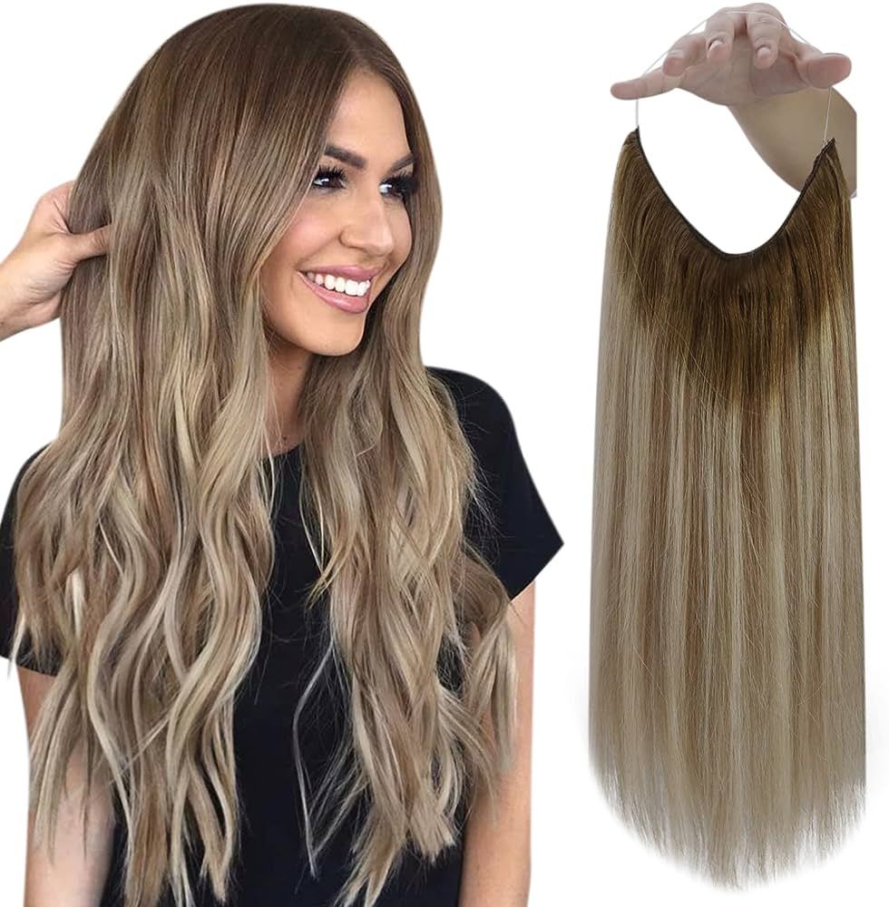 Fshine Hair Extensions Human Hair Balayage Walnut Brown to Ash Brown and Butter Blonde 18 Inch 80... | Amazon (US)