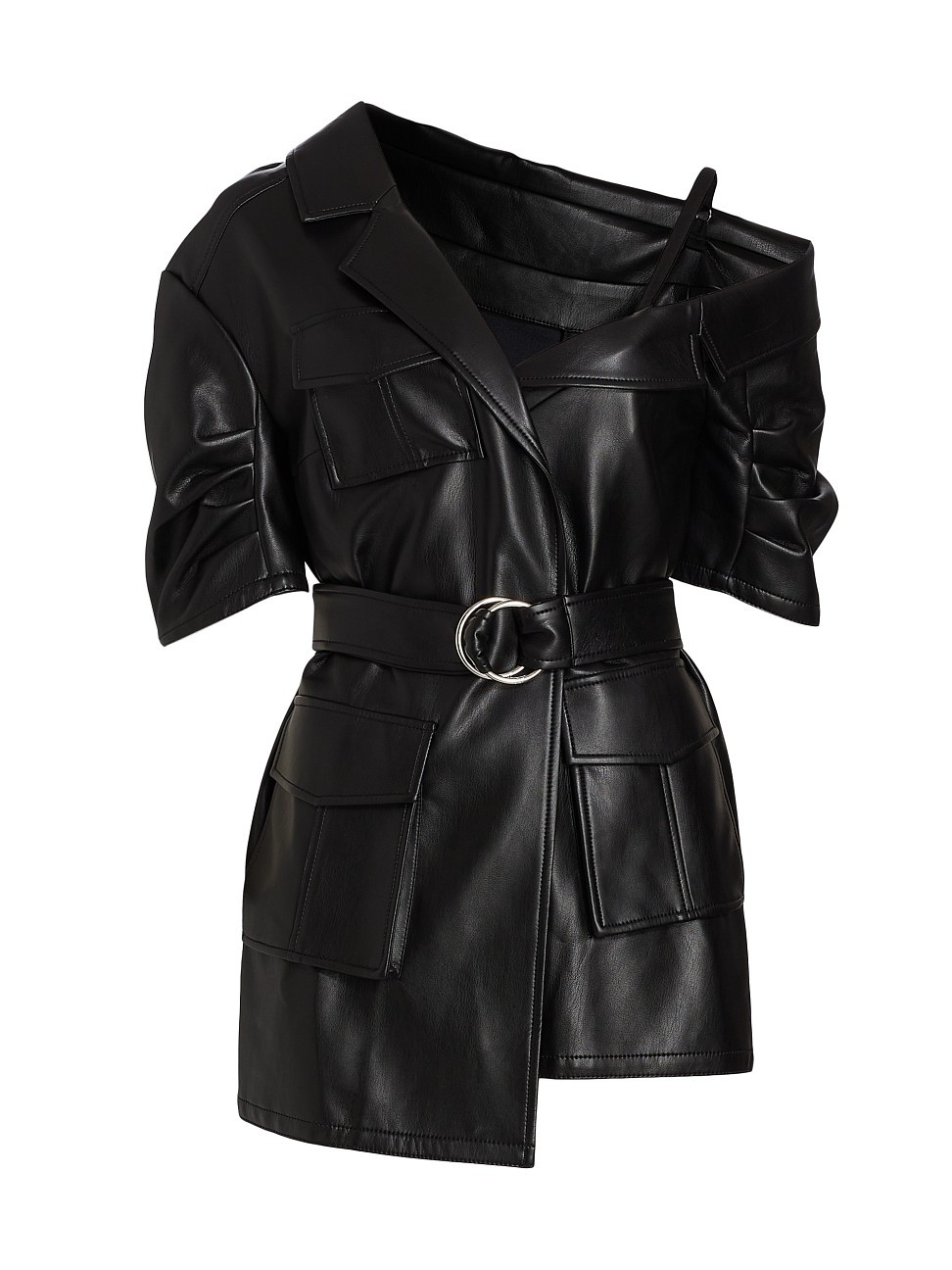 Women's Katie Belted Faux Leather Minidress - Black - Size 2 | Saks Fifth Avenue