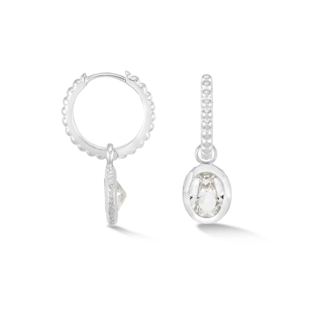 Oval White Topaz Array Hoops | Dower & Hall