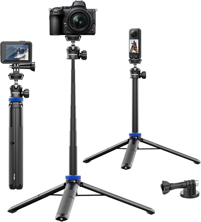 Selfie Stick Tripod for Gopro Camera, 62" Extendable Tripod Stand with 360° Ball Head 1/4" Screw... | Amazon (US)