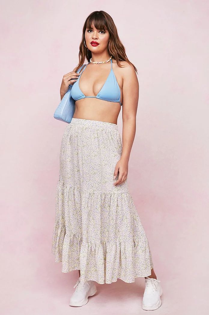 Plus Size Floral Print Tiered Maxi Skirt | Nasty Gal (US)