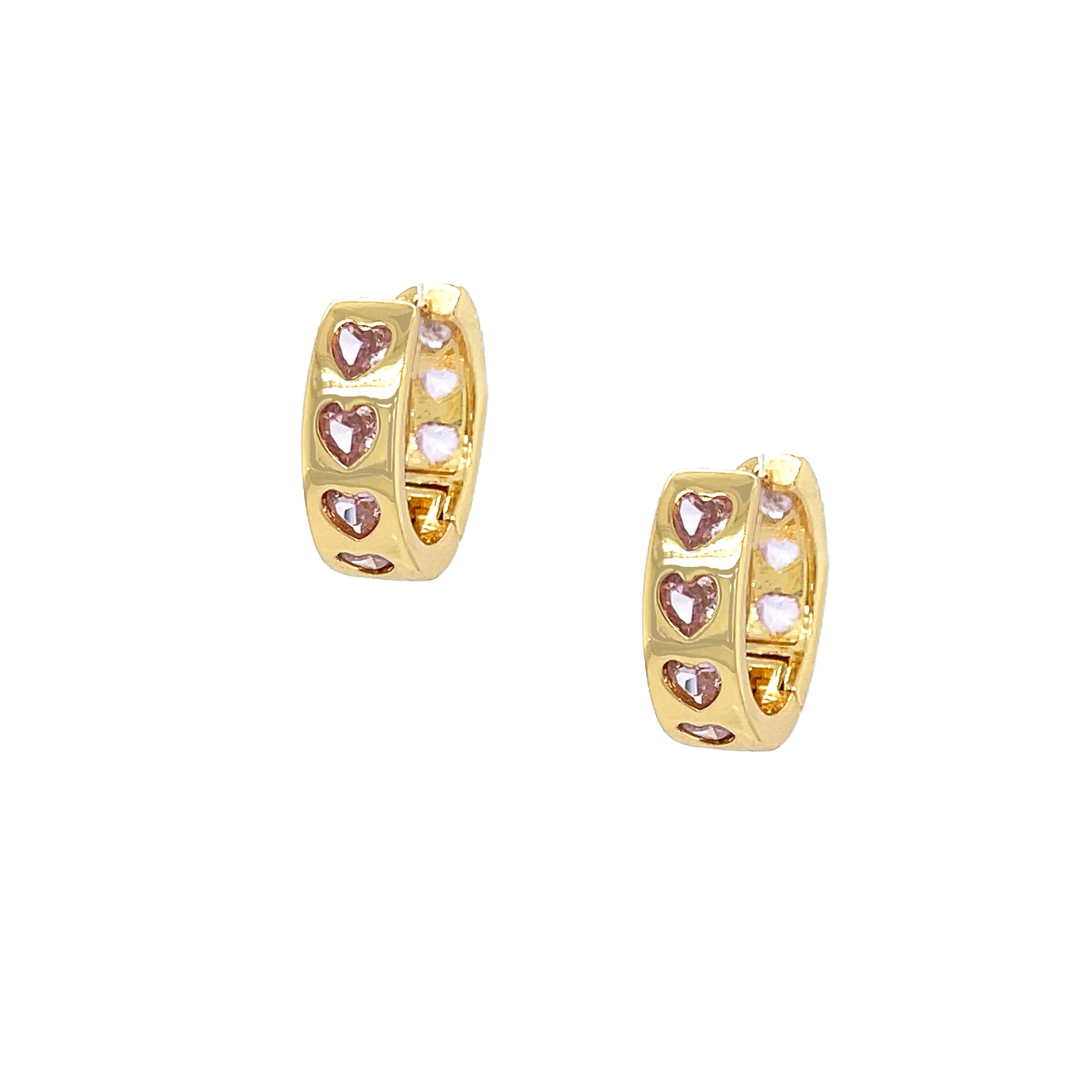 Pink Heart Huggie Earrings | Jennifer Miller Jewelry